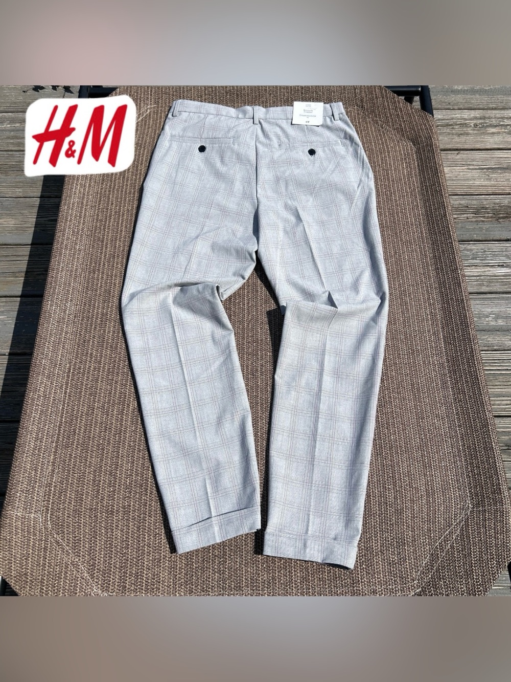 H&M Gray Glen Plaid Skinny 3/4 Fit Dress Pants - Picture 6 of 6